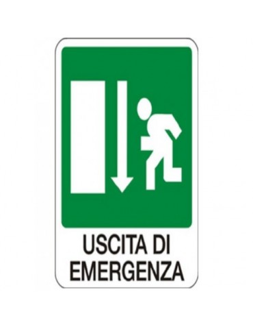 Cartello Uscita di Emergenza Giù in Alluminio 20x30