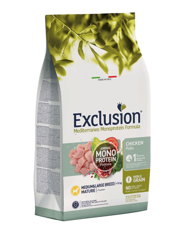 Croccantini Exclusion Monoprotein Pollo 3 kg per Cani Maturi di Taglia Media/Grande